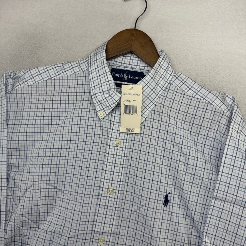 Ralph Lauren Button Down Shirt Mens Large White Blake Deadstock Preppy Vintage